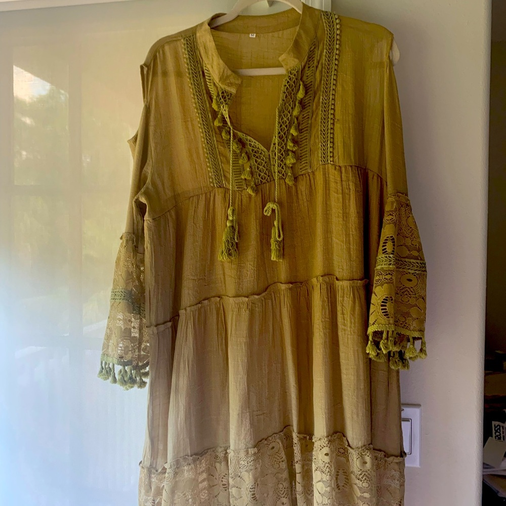 🌟JUST Listed! Boho🌟 🍃🫒🍃Cotton Dress - Runs Big!